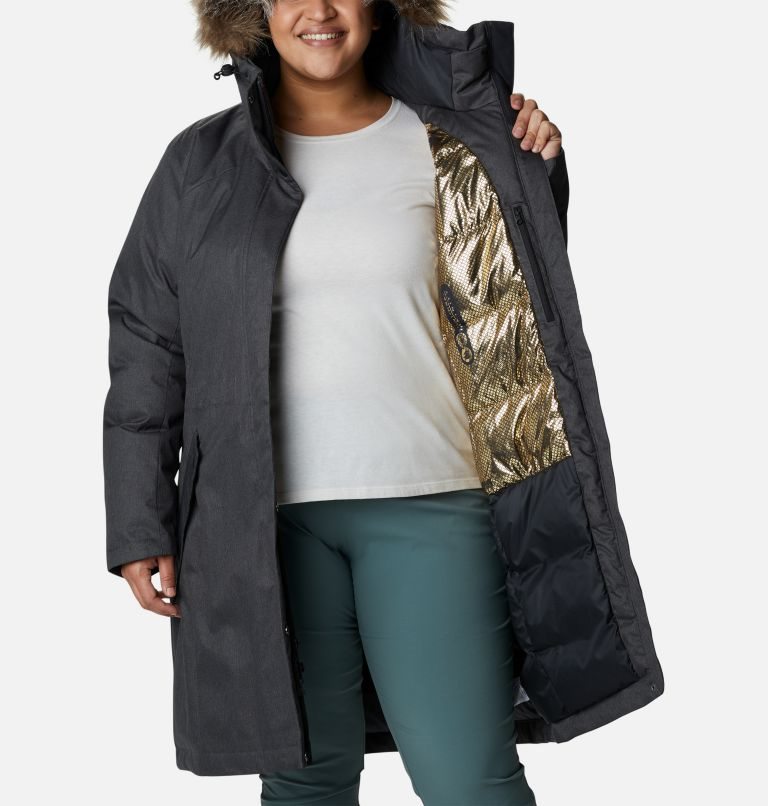 Women's Columbia Juniper Ridge Omni-Heat Infinity Down Parka Jackets Black | Plus Size CA-L31C8